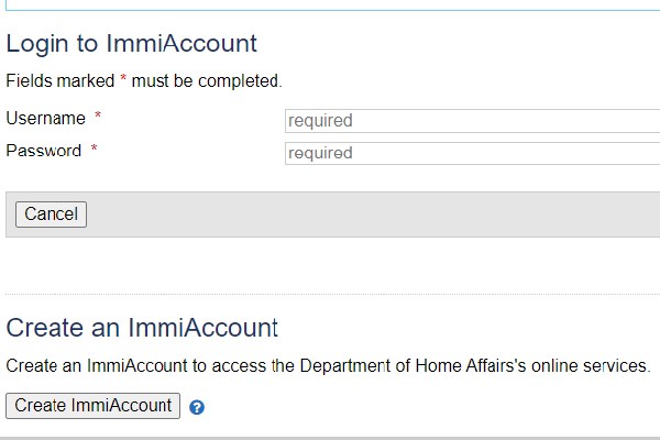 Đăng ký tài khoản trực tuyến Immiaccount để nộp hồ sơ